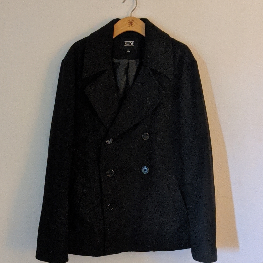 Men's pea coat, black